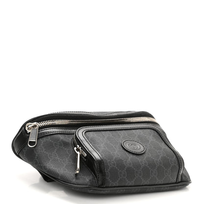 Gucci GG Supreme Monogram Textured Calfskin Retro Interlocking G Belt Bag Black 4 of 8