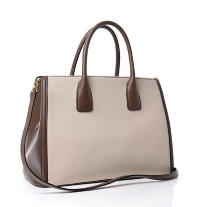 Miu Miu Goatskin Madras Bi-Color Top Handle Tote Talco Bambu 3 of 11