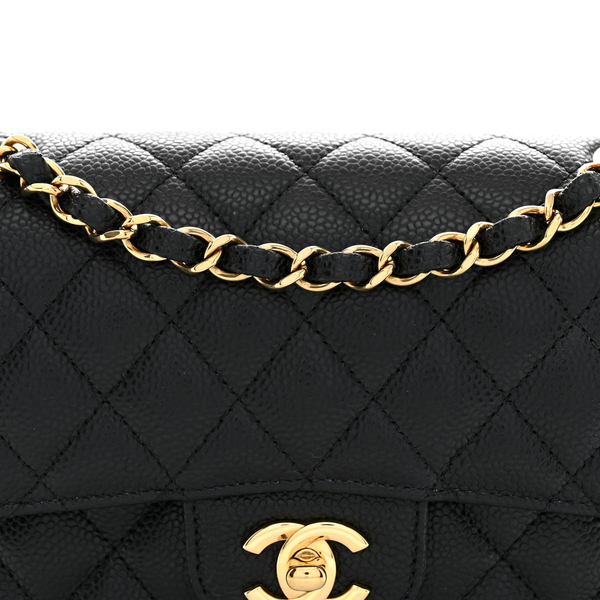 Caviar Quilted Small Double Flap Black