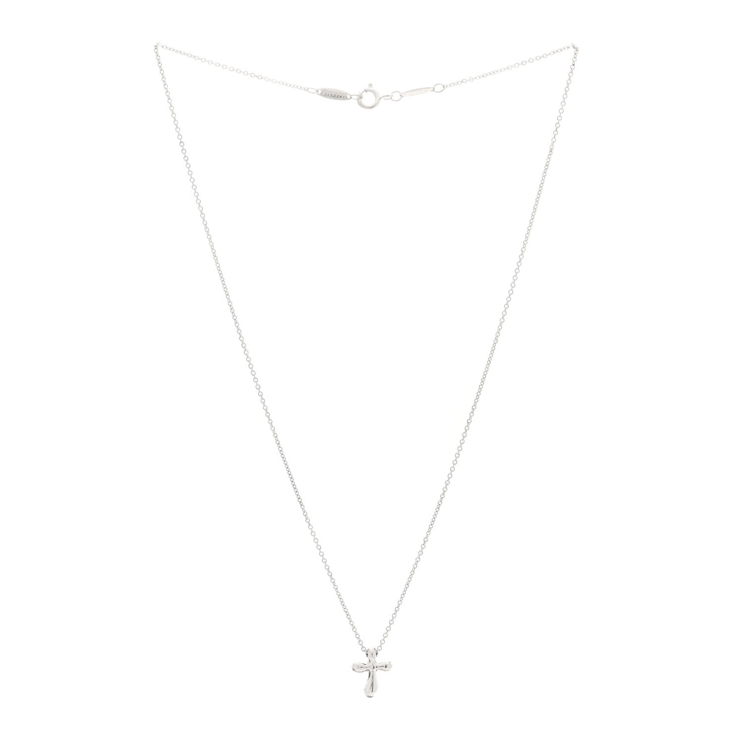 Tiffany Sterling Silver 12mm Elsa Peretti Cross Pendant Necklace 2 of 5