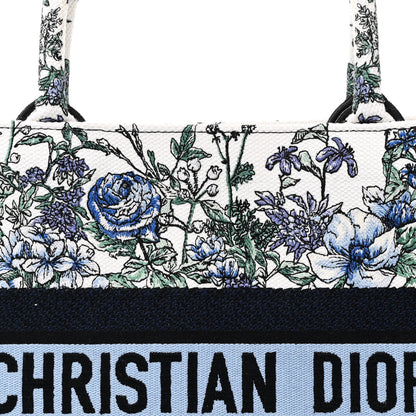 Christian Dior Canvas Embroidered Medium Flowers Book Tote Blue 8 of 11