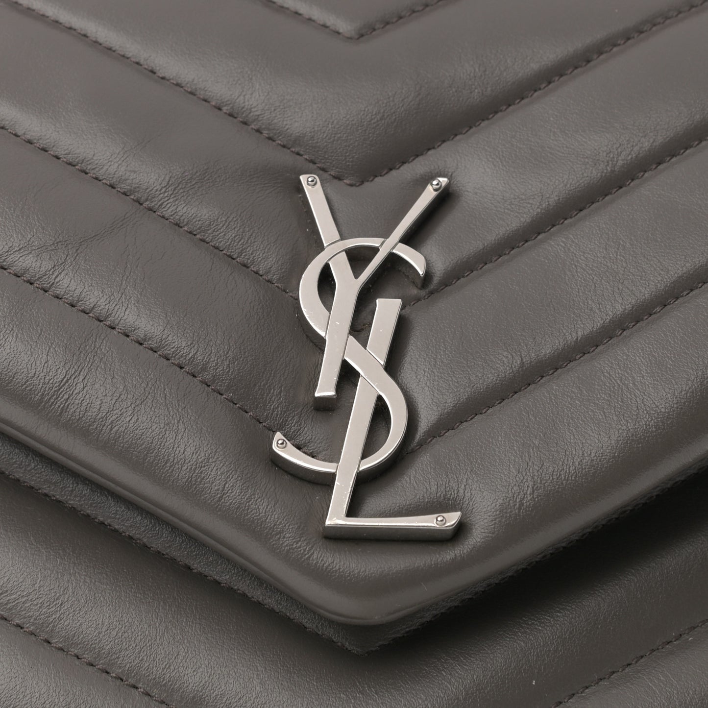 Calfskin Y Quilted Monogram Small Loulou Chain Satchel Pebble