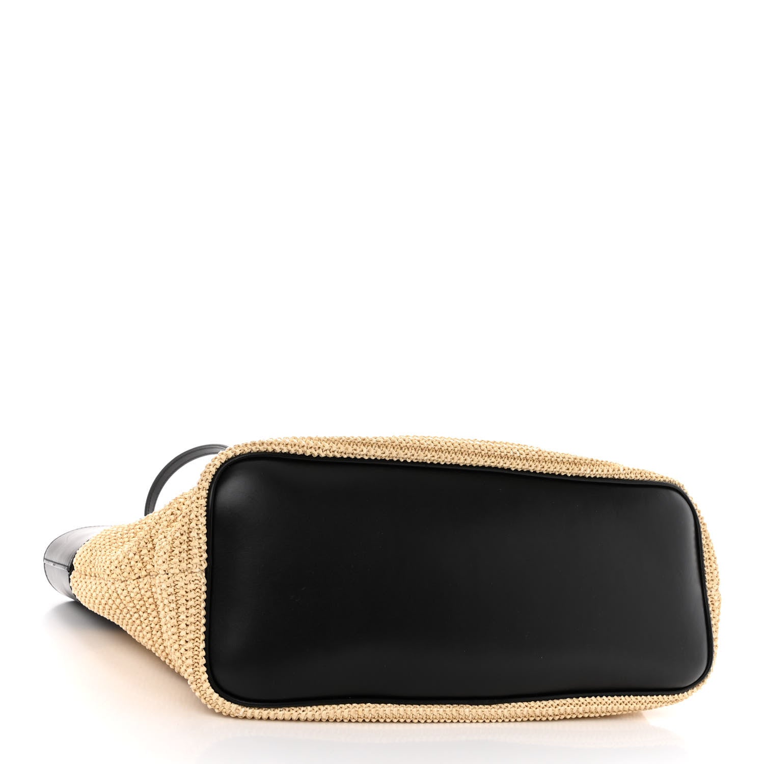 Saint Laurent Calfskin Raffia Medium Shopper Tote Naturale Black Naturale Black 4 of 9