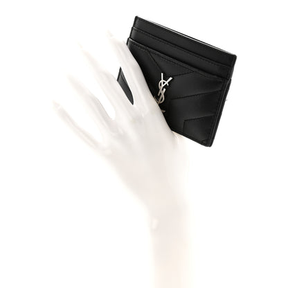 Saint Laurent Calfskin Y Quilted Monogram LouLou Credit Card Case Black 2 of 11