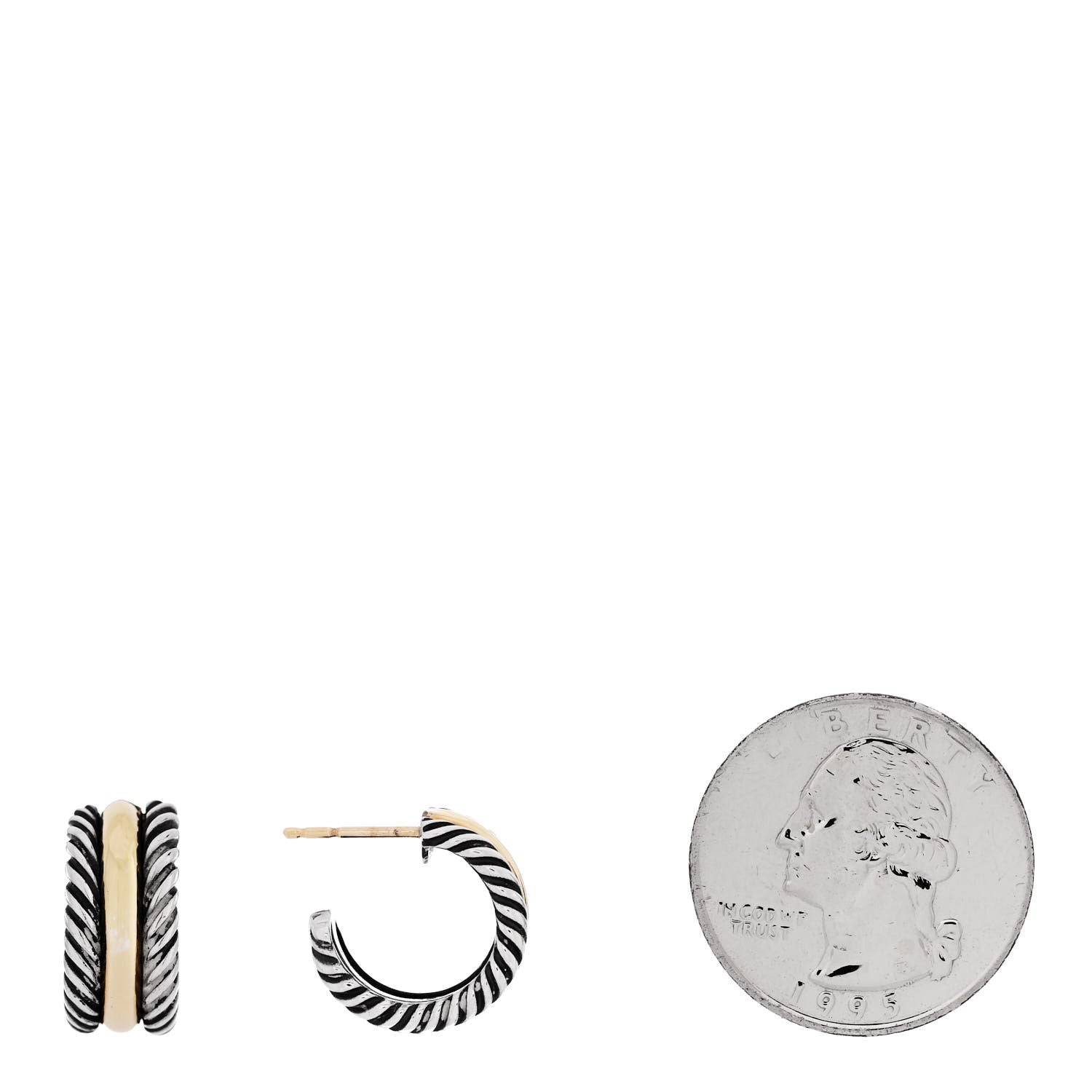 David Yurman DAVID YURMAN Sterling Silver 14K Yellow Gold 16mm Cable Classics Hoop Earrings 2 of 4