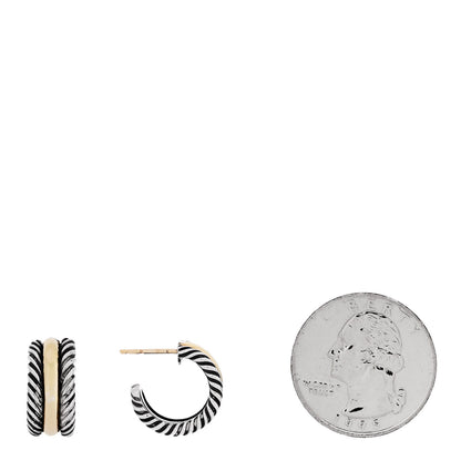 David Yurman DAVID YURMAN Sterling Silver 14K Yellow Gold 16mm Cable Classics Hoop Earrings 2 of 4