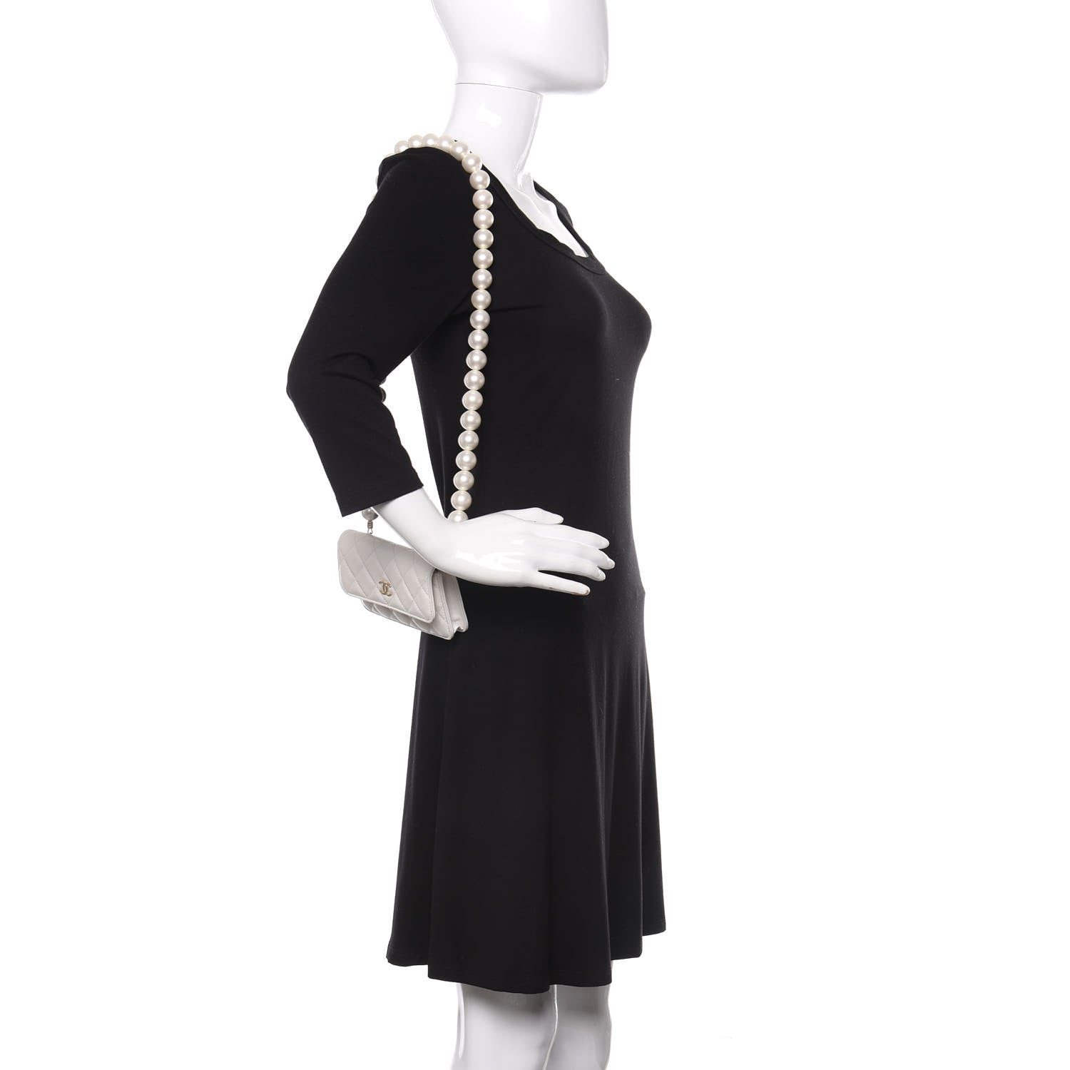 Chanel Calfskin Quilted Maxi Pearls Clutch With Chain White 2 of 12