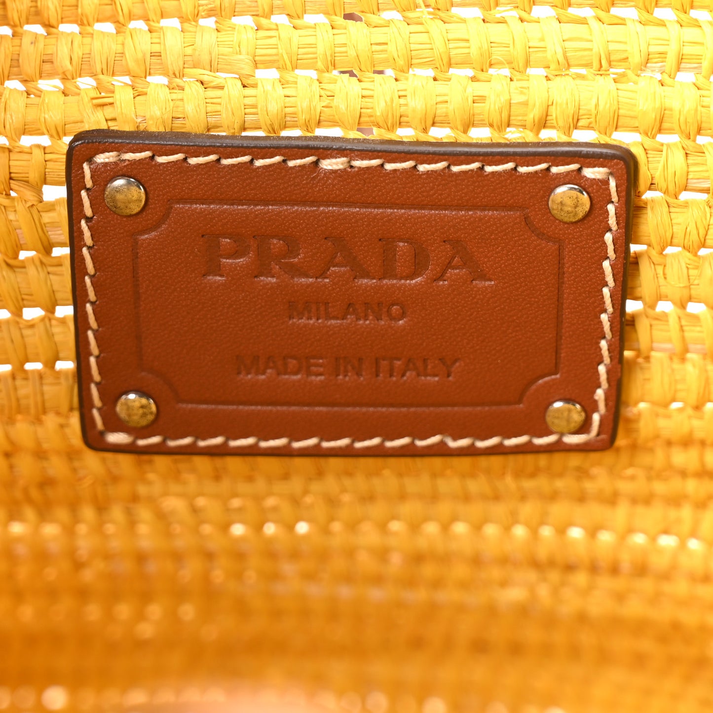 Paglia Vitello Woven Braided Basket Tote Yellow Cognac