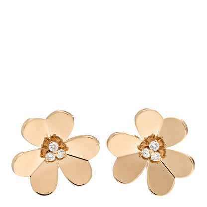 Van Cleef & Arpels 18K Yellow Gold Diamond Large Frivole Earrings 1 of 6