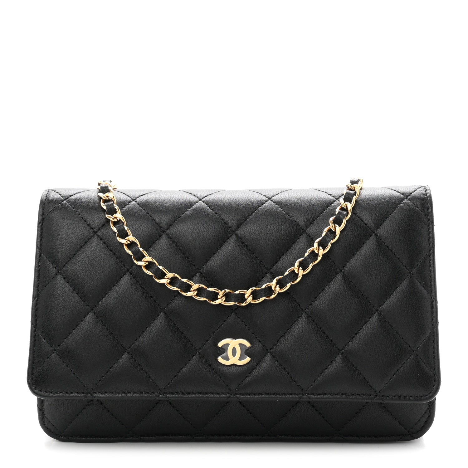 Chanel Lambskin Quilted Wallet On Chain WOC Black 1 of 12