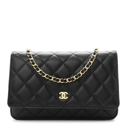 Chanel Lambskin Quilted Wallet On Chain WOC Black 1 of 12
