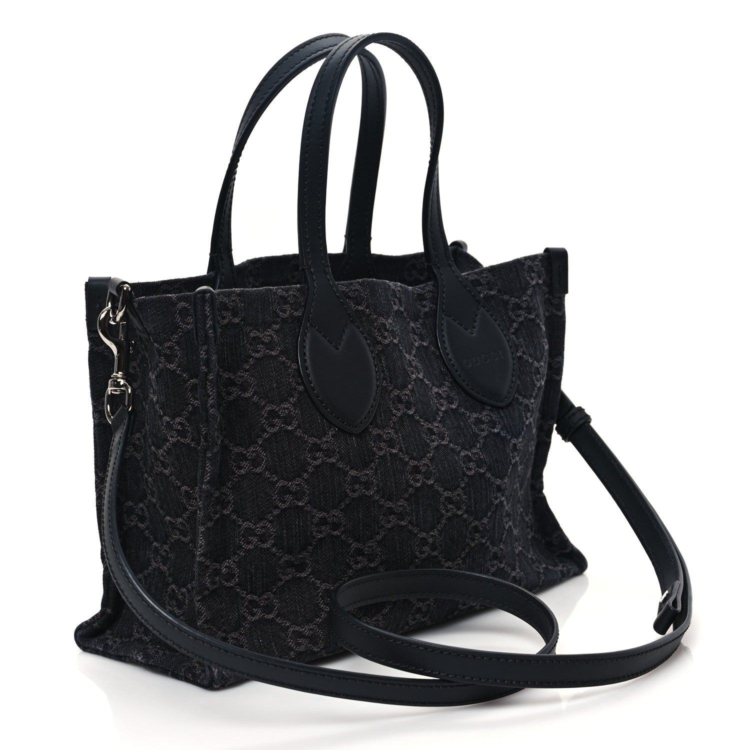 Gucci Denim Ophidia GG Monogram Tote Medium Black Grey 4 of 11