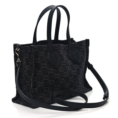 Gucci Denim Ophidia GG Monogram Tote Medium Black Grey 4 of 11