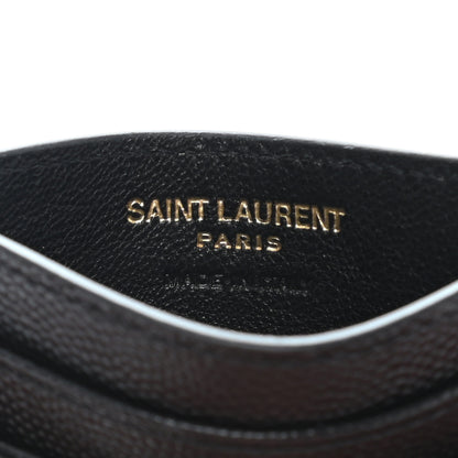 Saint Laurent Grain De Poudre Matelasse Chevron Monogram Credit Card Case Black 6 of 7