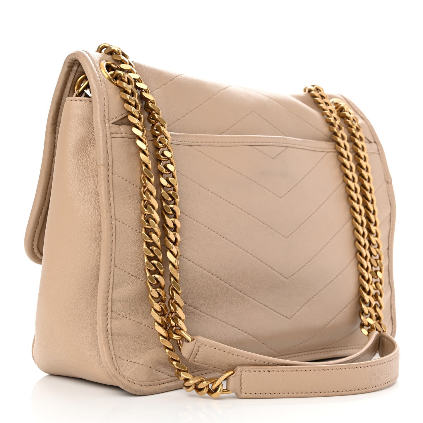 Lambskin Matelasse Monogram Medium Niki Chain Satchel Dark Beige