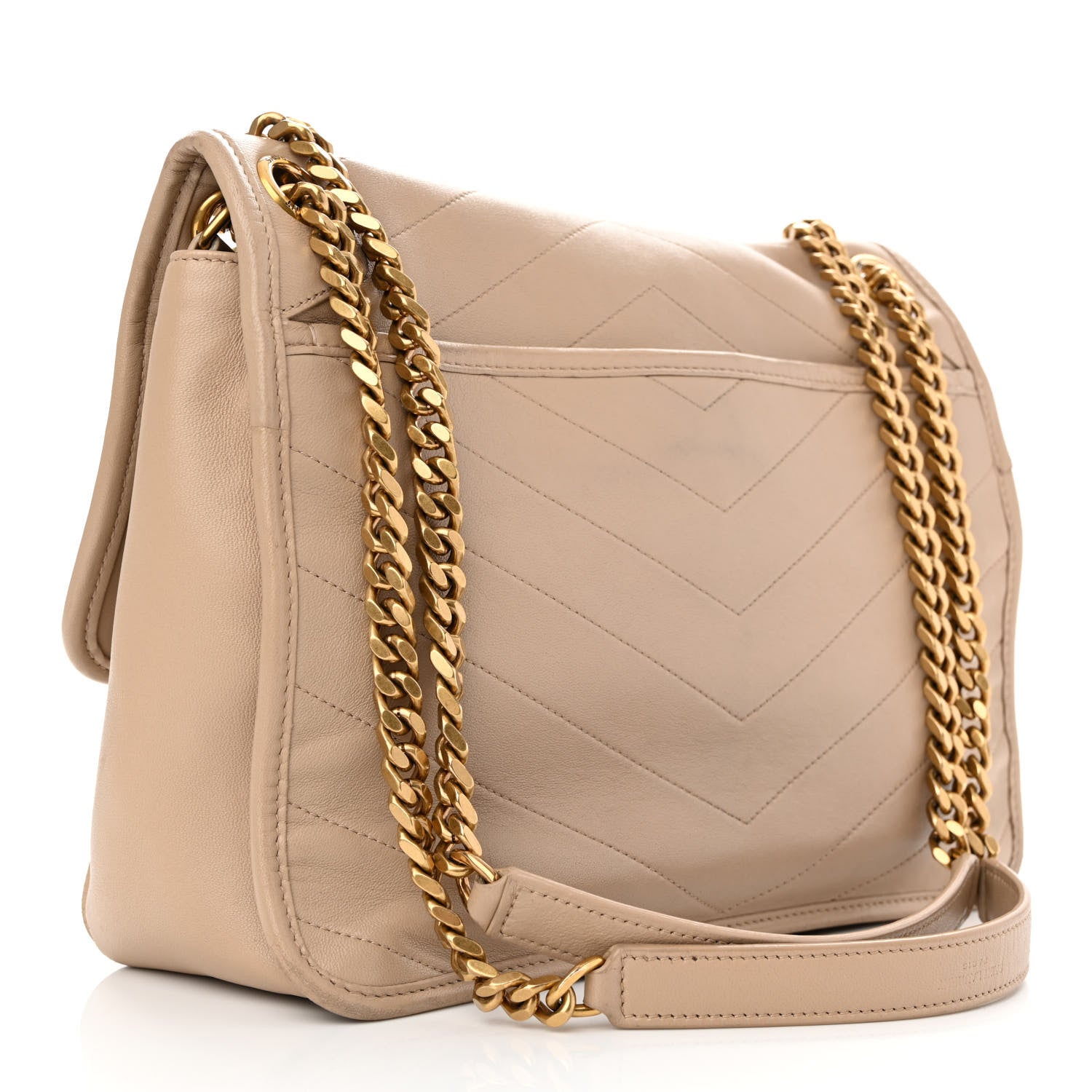 Saint Laurent Lambskin Matelasse Monogram Medium Niki Chain Satchel Dark Beige 3 of 14