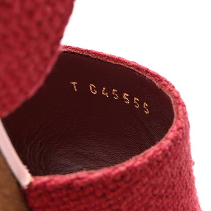 Chanel Fabric Calfskin Platform Wedge Sandals 37 Dark Red Light Pink 9 of 9