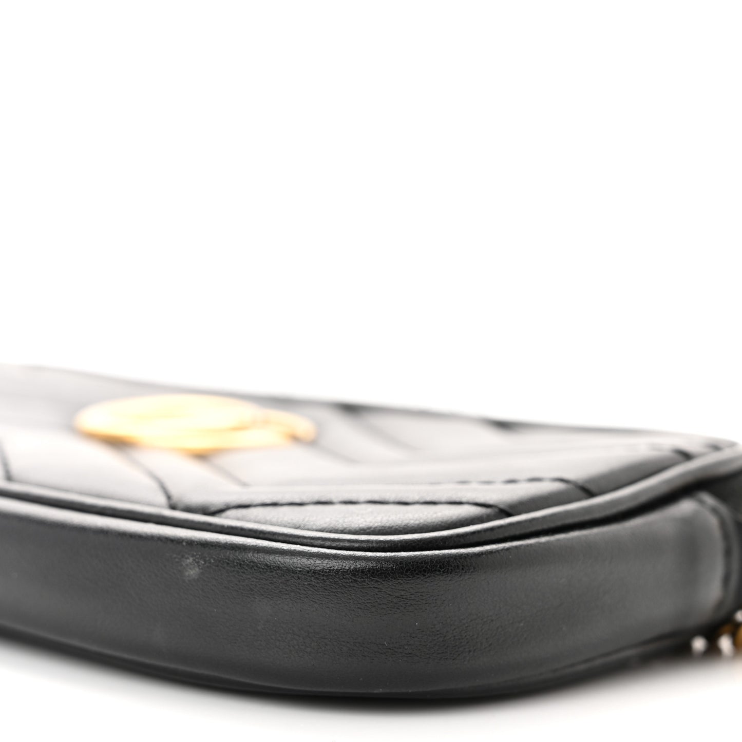 Calfskin Matelasse Mini GG Marmont Chain Crossbody Bag Black