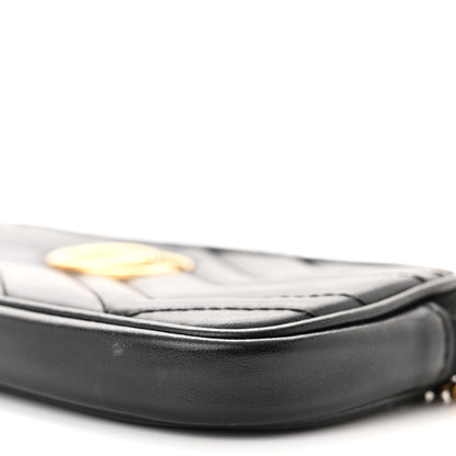 Gucci Calfskin Matelasse Mini GG Marmont Chain Crossbody Bag Black 10 of 14