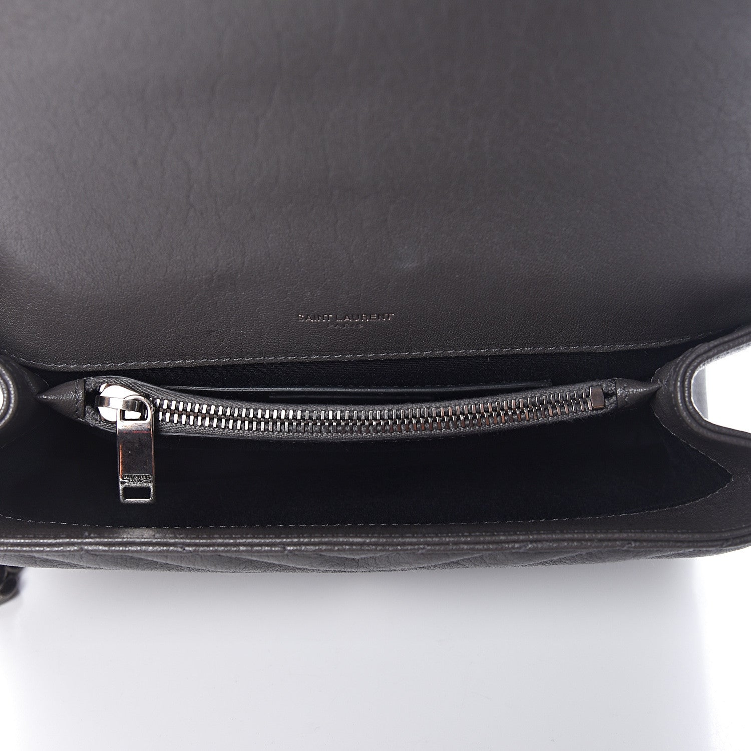 Saint Laurent Sheepskin Matelasse Chevron Monogram Medium College Bag Asphalt 6 of 10
