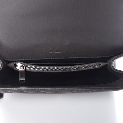 Saint Laurent Sheepskin Matelasse Chevron Monogram Medium College Bag Asphalt 6 of 10