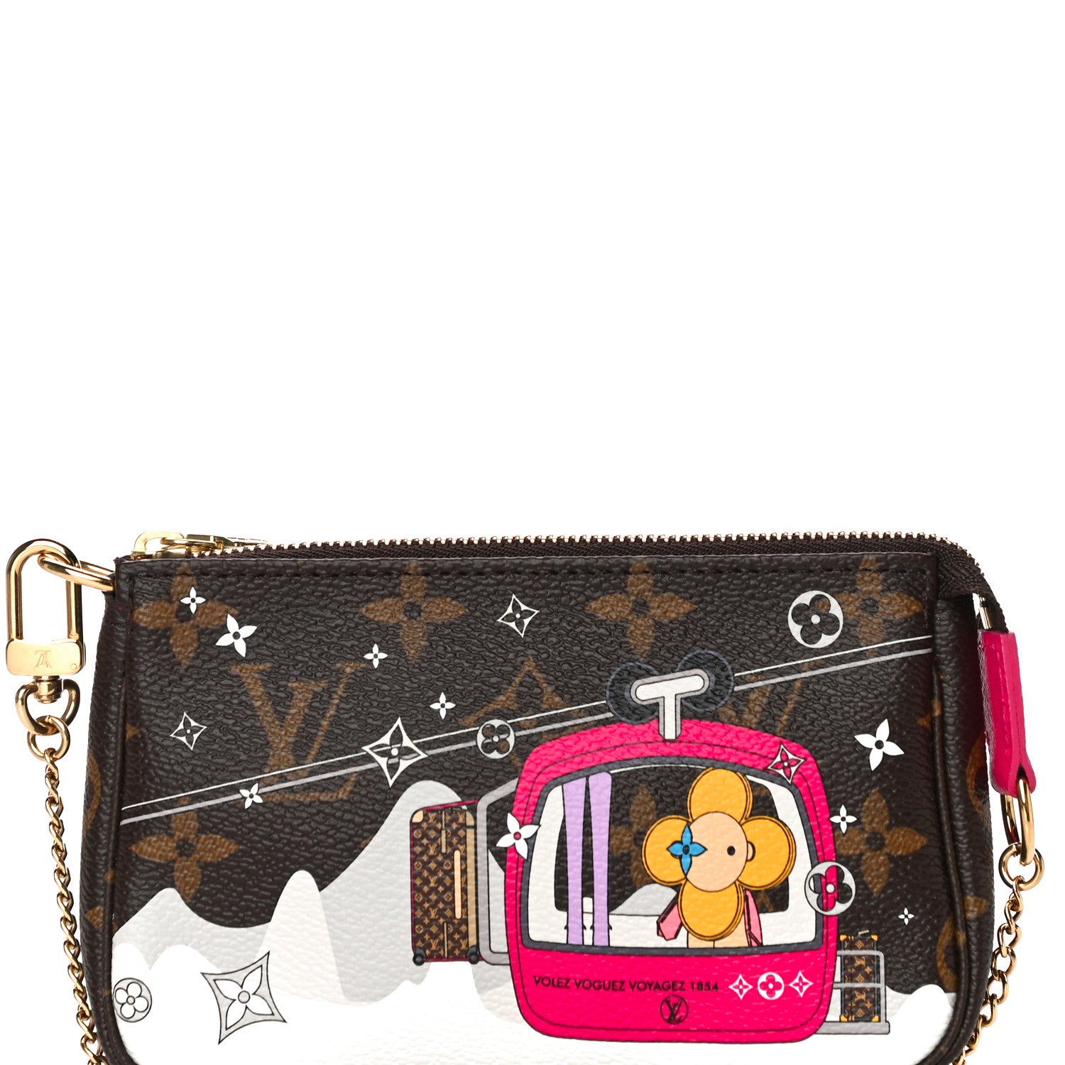 Louis Vuitton Monogram 2019 Christmas Animation Mini Courchevel Pochette Accessories Fuchsia 8 of 11