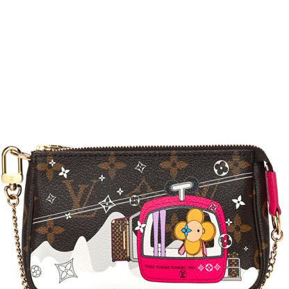 Louis Vuitton Monogram 2019 Christmas Animation Mini Courchevel Pochette Accessories Fuchsia 8 of 11