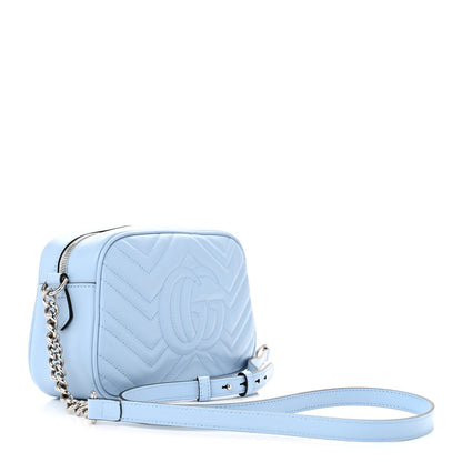 Gucci Calfskin Matelasse Small GG Marmont Chain Shoulder Bag Porcelain Light Blue 3 of 11