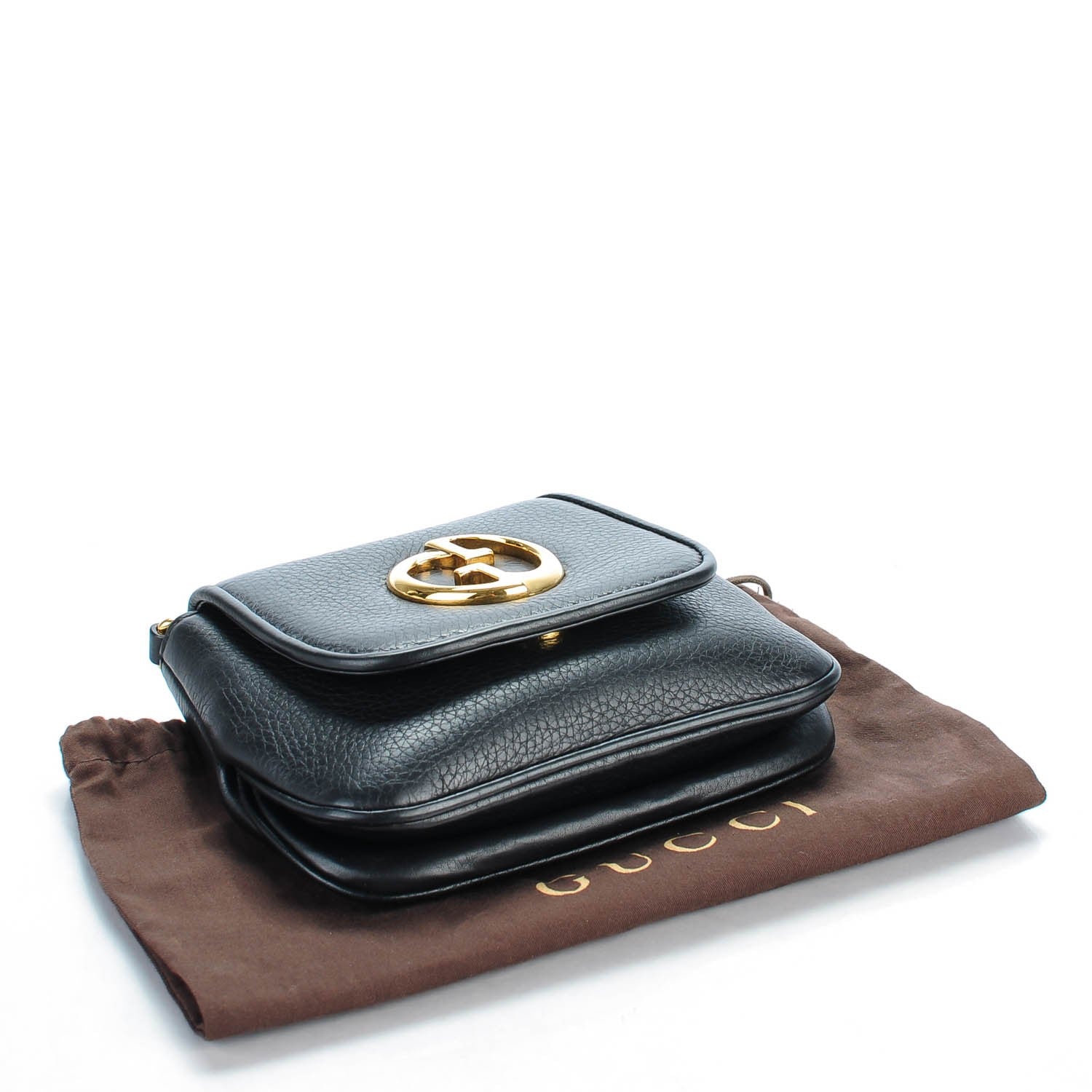 Gucci Pebbled Calfskin Small 1973 Chain Shoulder Bag Black 4 of 9