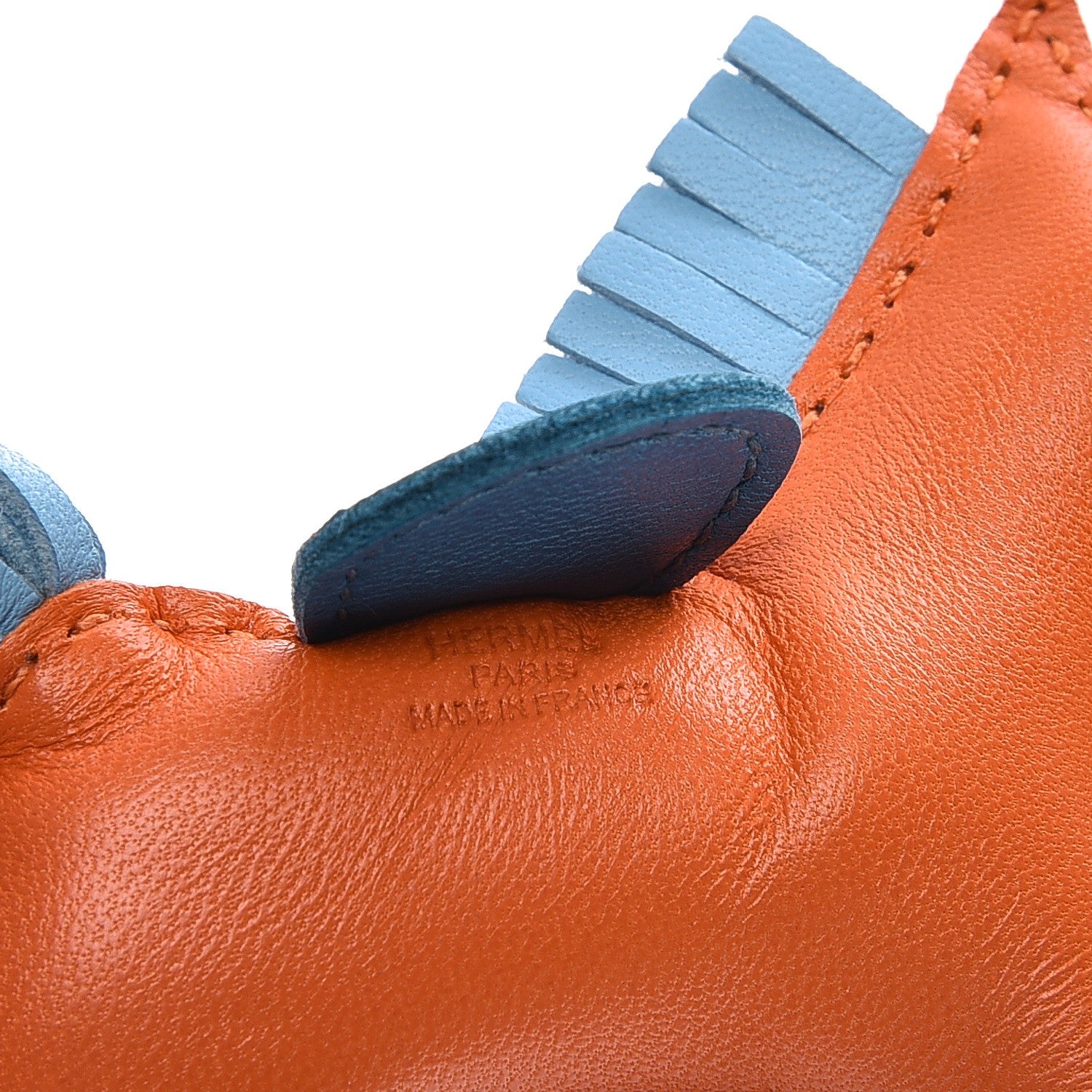 Hermes Milo Lambskin Grigri Rodeo Horse Bag Charm PM Feu Celeste Bleu Izmir 3 of 4