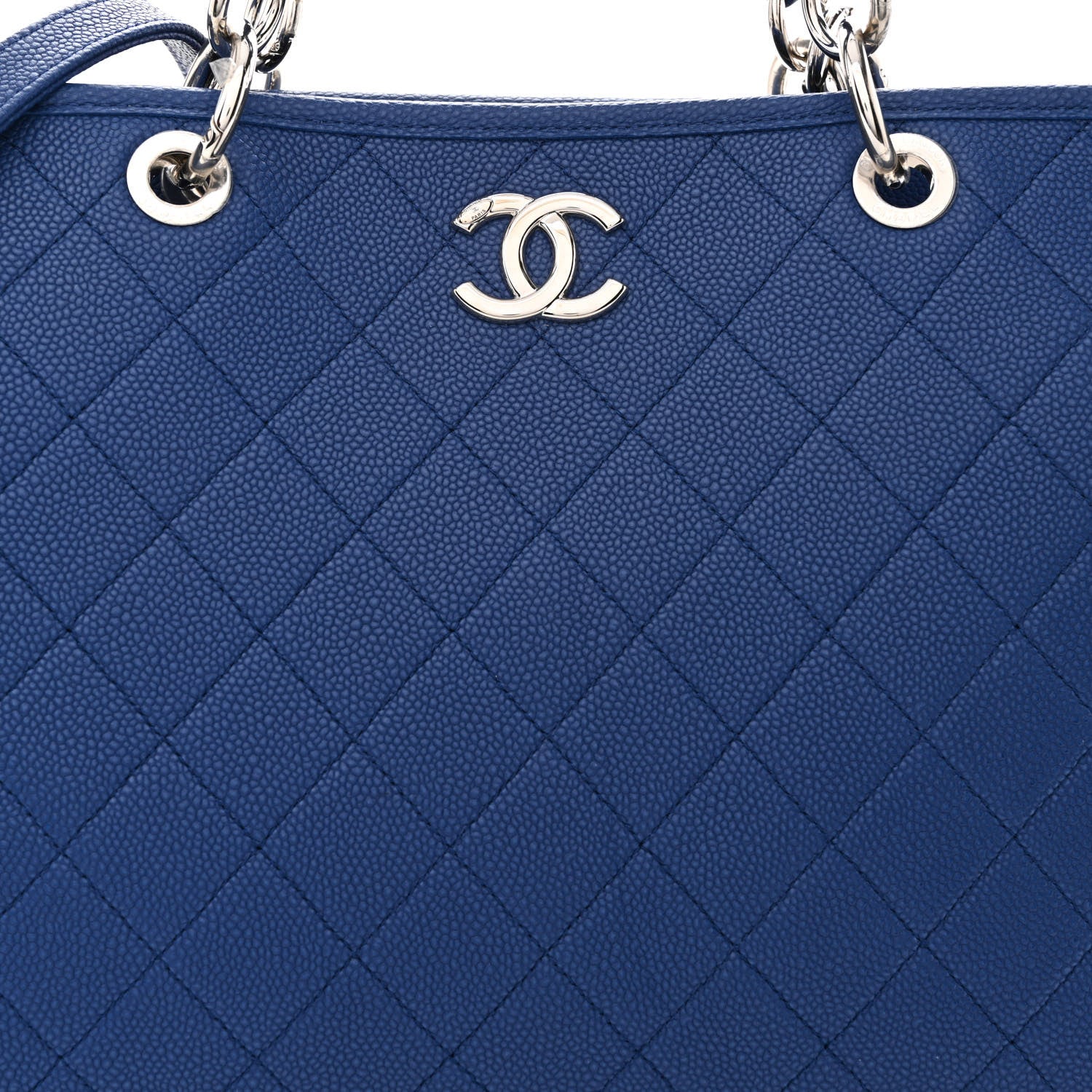 Chanel Caviar Stitched Shopping Tote Blue 8 of 10