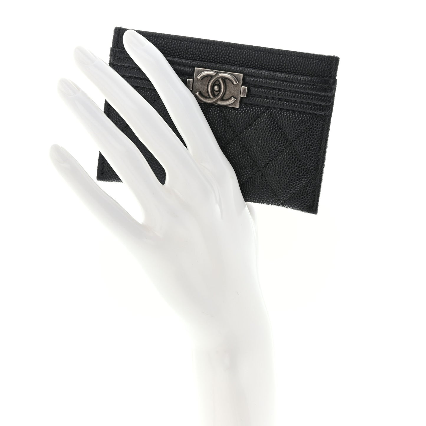 Caviar Quilted Boy Card Holder Black