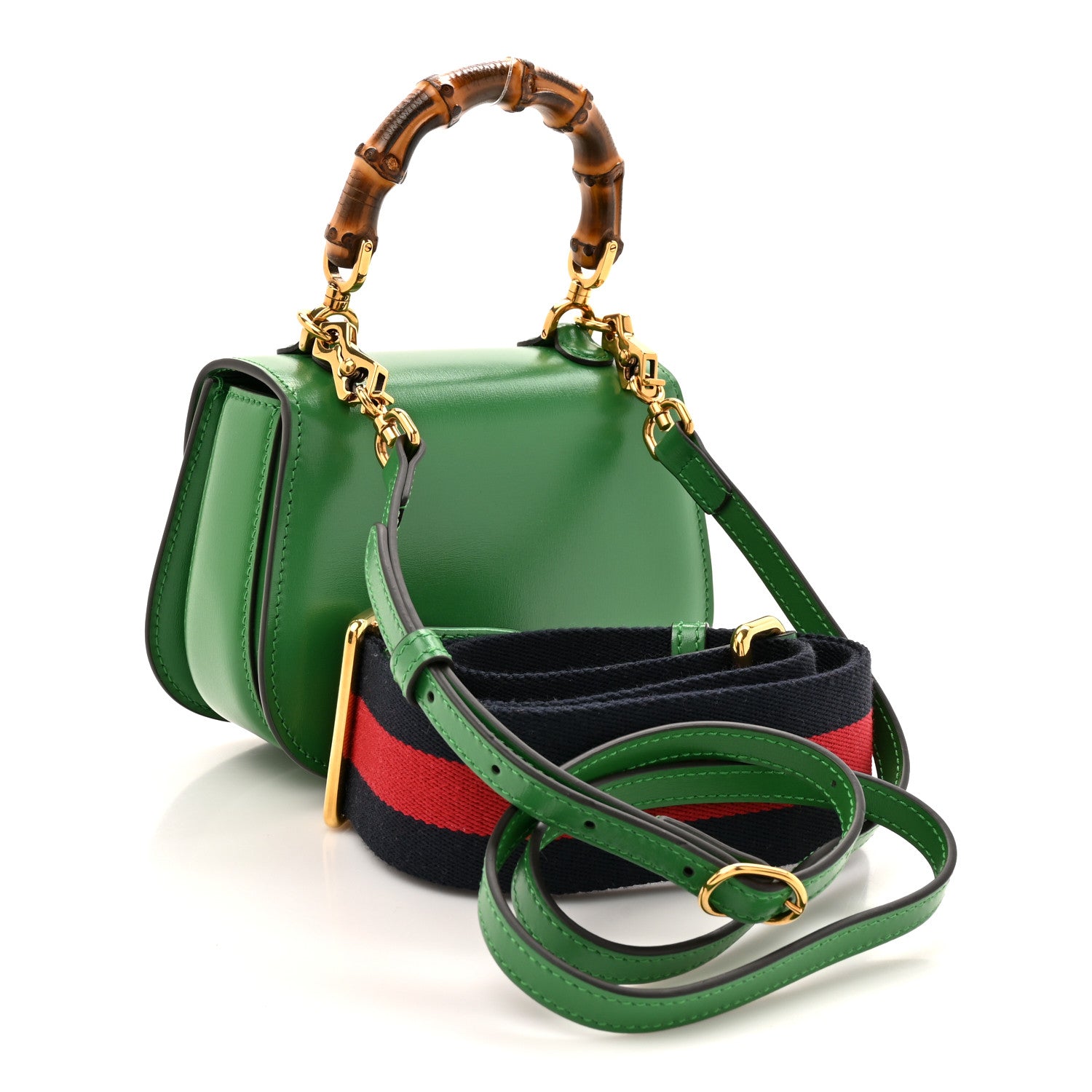 Gucci Boarded Dyana Lux Calfskin Mini Bamboo 1947 Top Handle Bag Spring Green 3 of 10