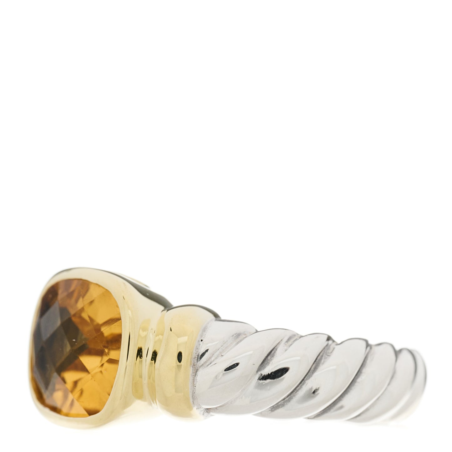 Sterling Silver 14K Yellow Gold Citrine 10mm Noblesse Ring 52 6