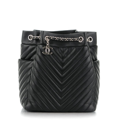 Chanel Lambskin Chevron Small Urban Spirit Drawstring Bag Black 1 of 7