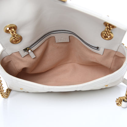 Gucci Calfskin Matelasse Studded Medium GG Marmont Shoulder Bag White 5 of 12