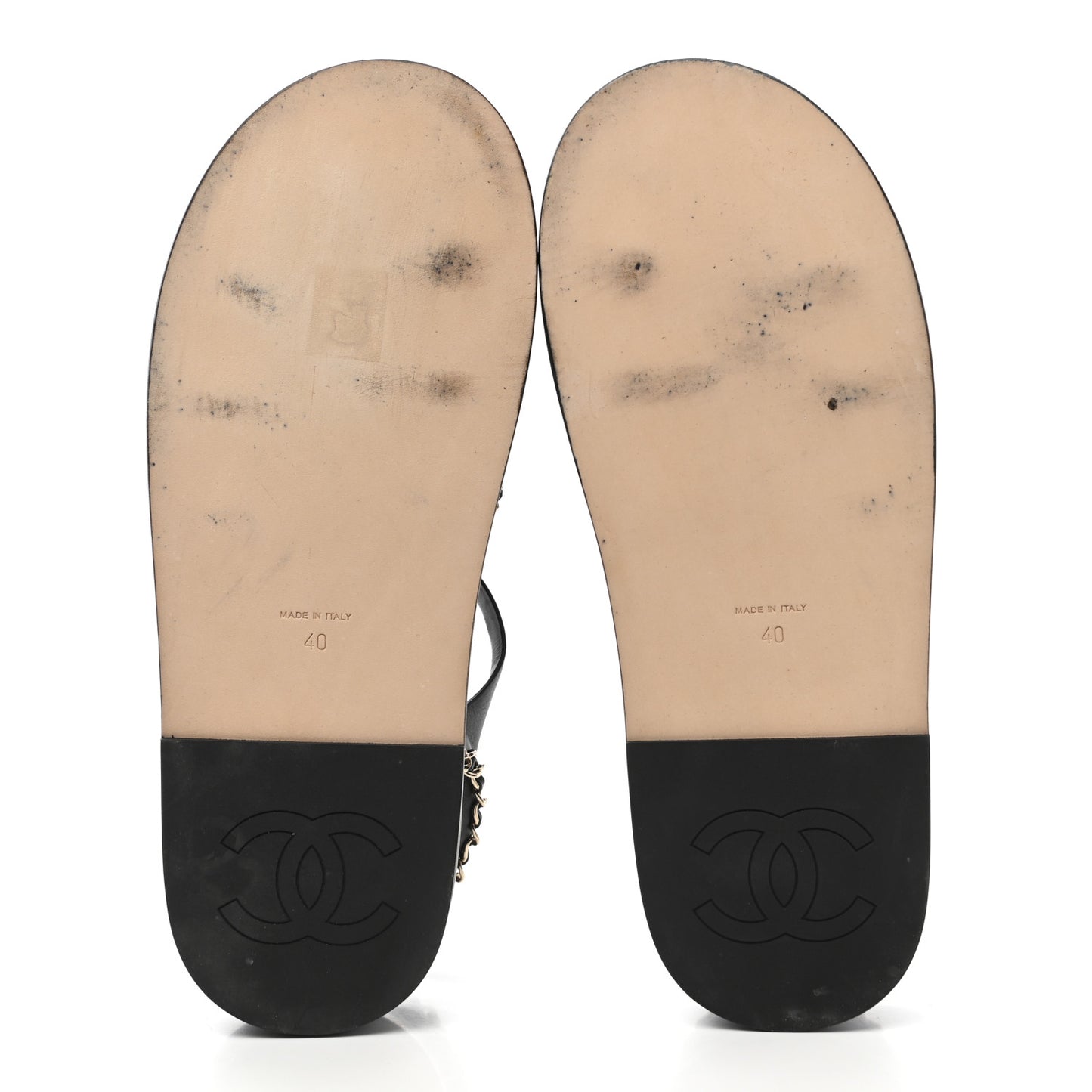 Calfskin Chain Platform Sandals 40 Black