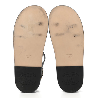 Chanel Calfskin Chain Platform Sandals 40 Black 5 of 11