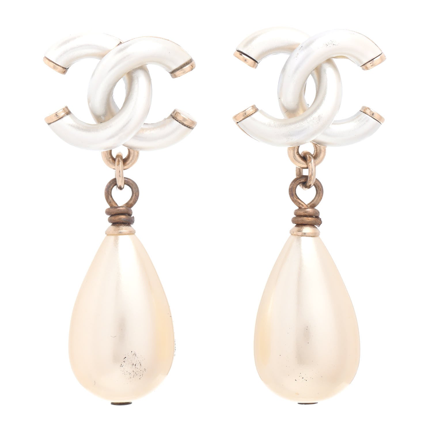 Chanel Pearl CC Drop Earrings Gold 1 of 4