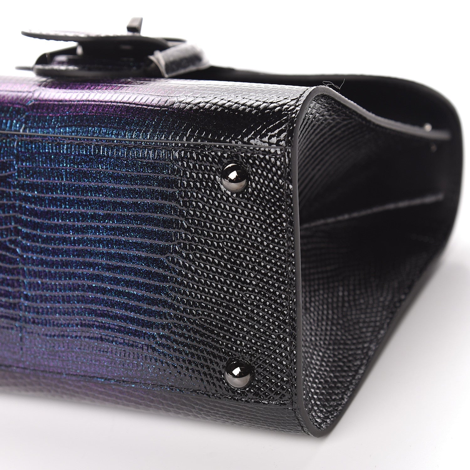 Delvaux Iridescent Lizard Mini Brillant Satchel Black 10 of 11
