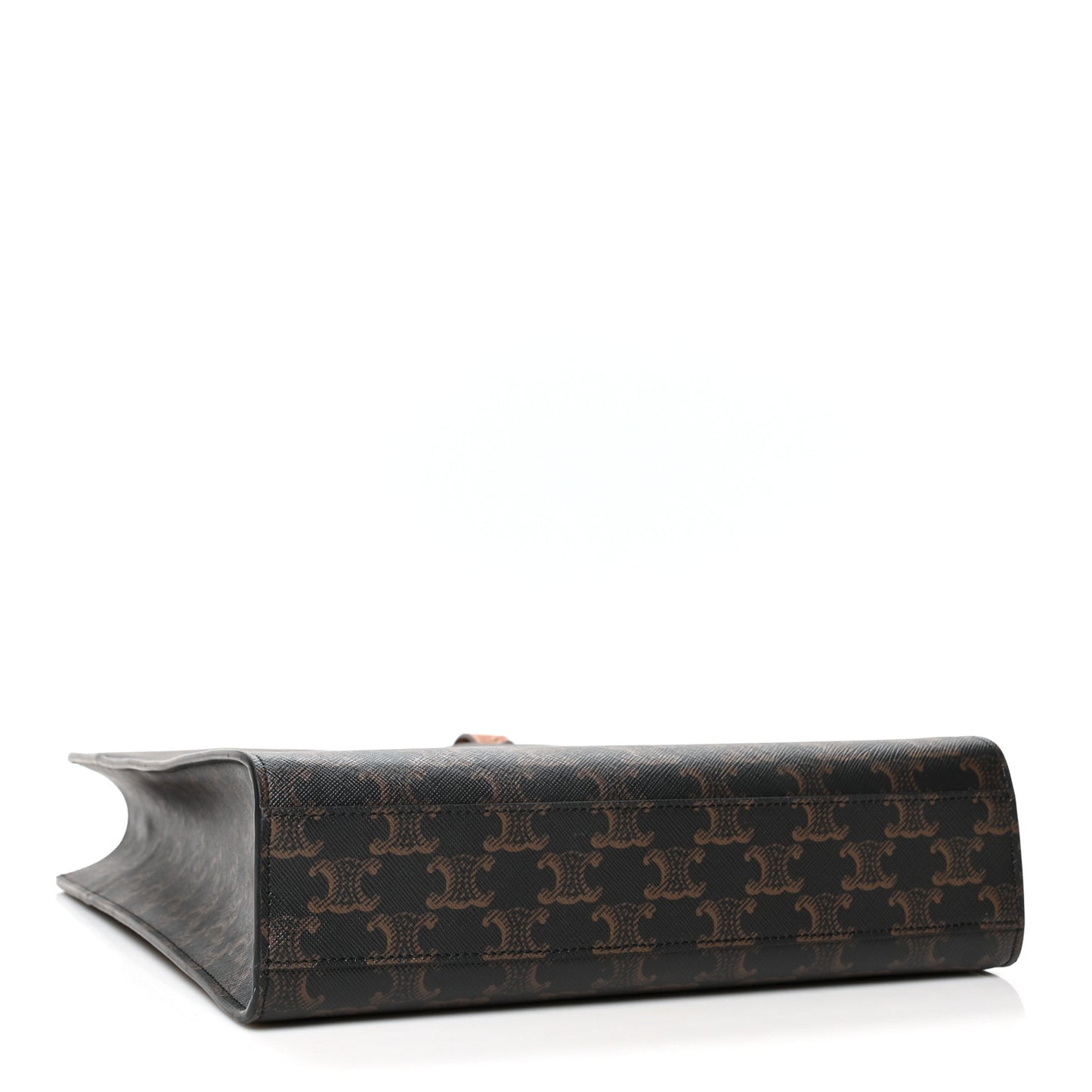 Triomphe Canvas Calfskin Small Vertical Cabas Tan