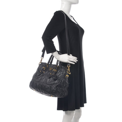 Prada Nappa Gaufre Tote Black 2 of 13