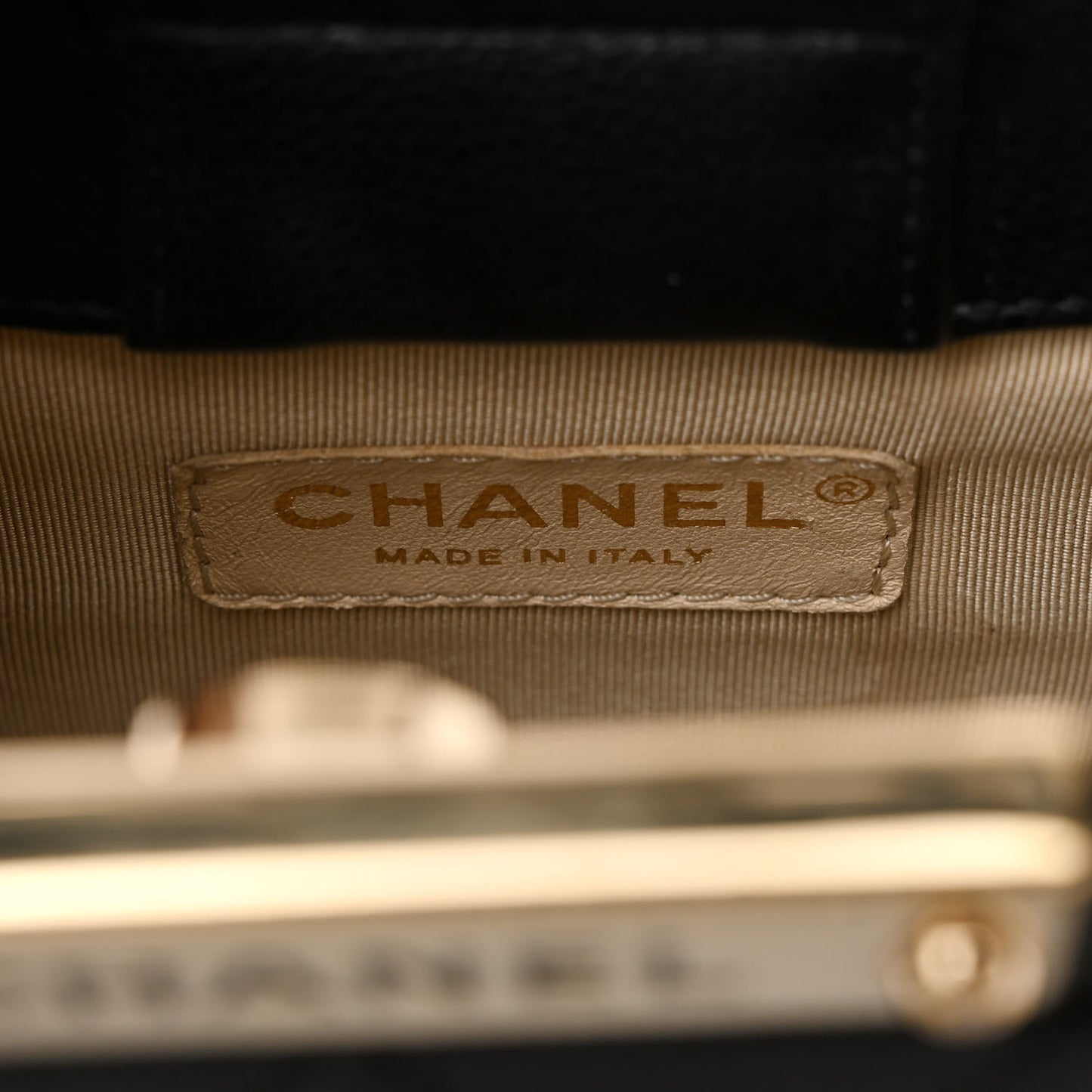 Grained Calfskin Stitched Mini Label Click Shopper Tote Black