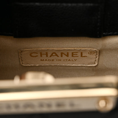 Chanel Grained Calfskin Stitched Mini Label Click Shopper Tote Black 6 of 10
