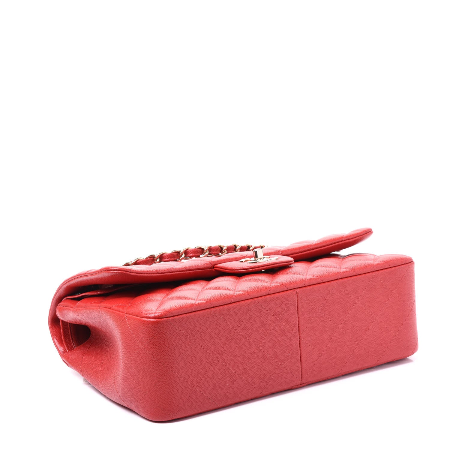 Chanel Caviar Quilted Jumbo Double Flap Red 3 of 9