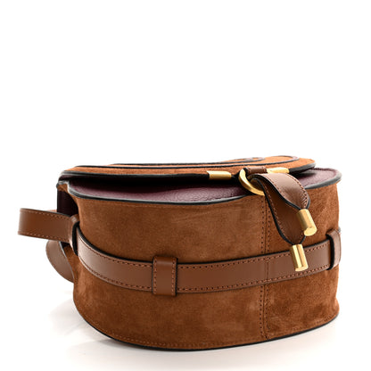 Chloe Suede Calfskin Mini Marcie Round Crossbody Bag Tan 4 of 9