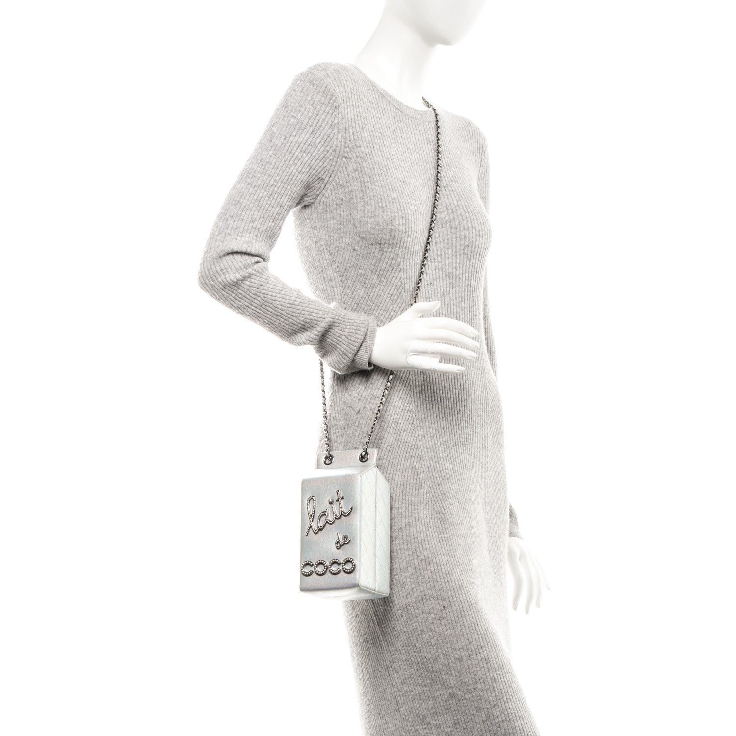Chanel Metallic Goatskin Lait de Coco Milk Carton Bag Silver 2 of 6