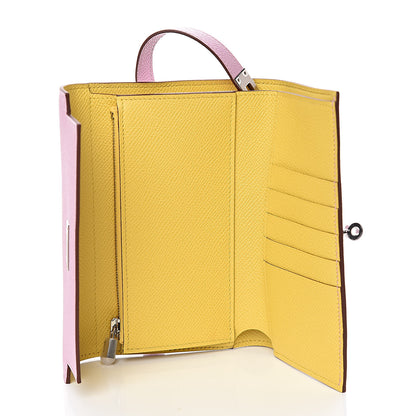 Hermes Epsom Medium Kelly Wallet Mauve Sylvestre Jaune de Naples 5 of 8