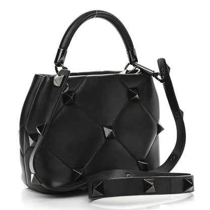 Valentino Garavani Nappa Monochrome Small Roman Stud The Handle Bag Black 3 of 11