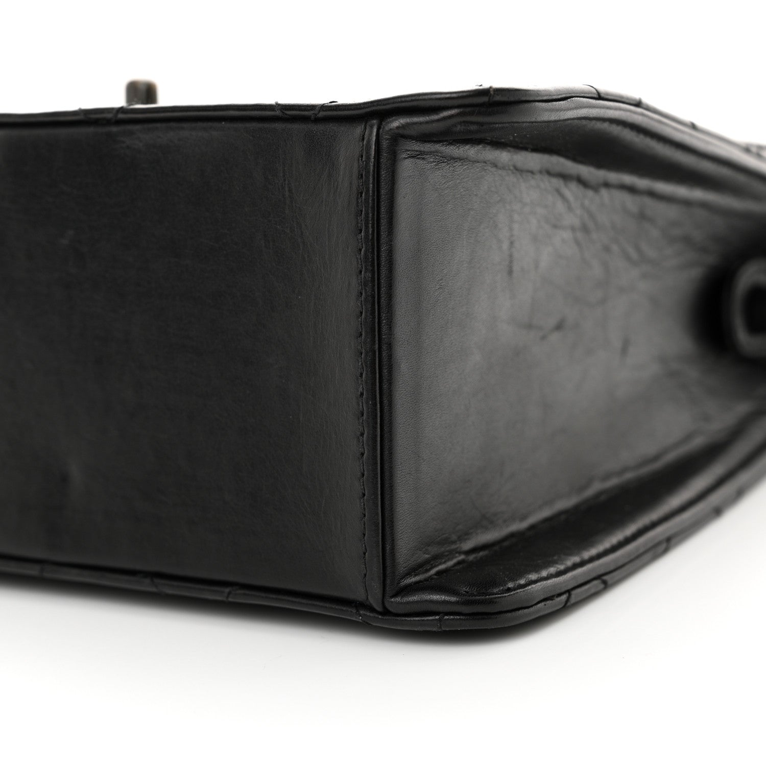 Chanel Lambskin Stitched Shoulder Flap Bag Black 12 of 18